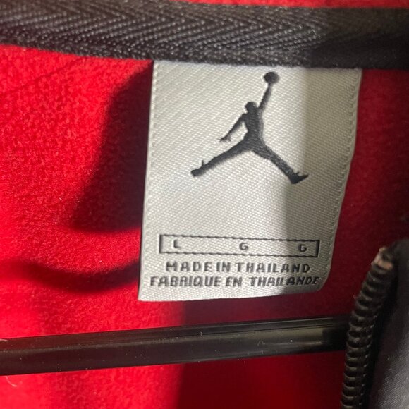 Air Jordan Full Zip Jacket Hood Mens Large Black Red 23 Heavy Pockets Fleece - Picture 6 of 12